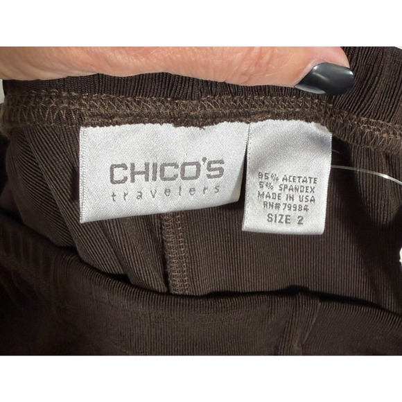 Chicos Travelers No Tummy Slinky Knit Pants Size 2 US 12/14 Chocolate USA New - Picture 10 of 11